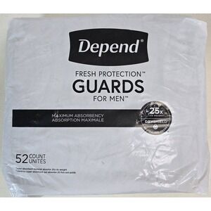 Depend Mens Incontinence Guards Maximum Absorbency 52 Count Open Box Sealed Gray